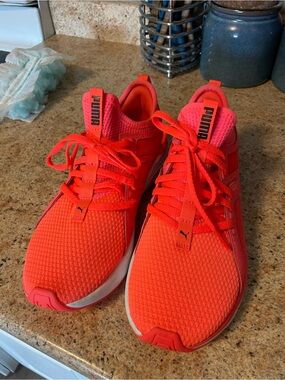 PUMA Neon Coral Mesh Running Sneakers